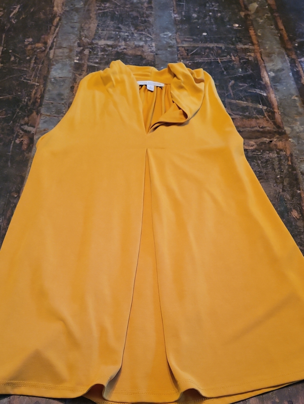 Green Envelope Mustard Yellow Sleeveless V-Neck Tank